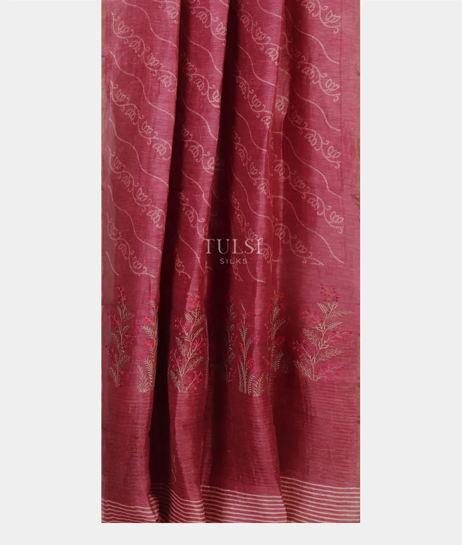 Purple Linen Printed Saree T5183842