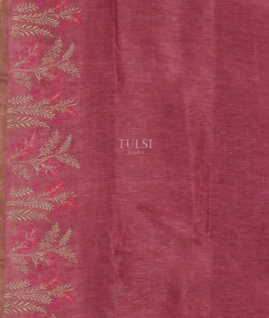 Purple Linen Printed Saree T5183843