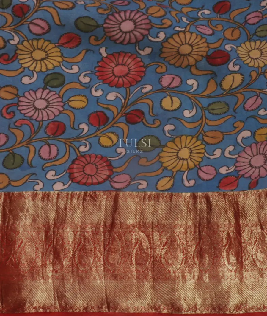 Brown Kanjivaram Kalamkari Handpainted Saree T4607583