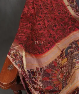 Red Soft Silk Kalamkari Handpainted Saree T3233152