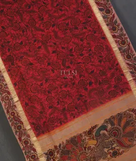 Red Soft Silk Kalamkari Handpainted Saree T3233155