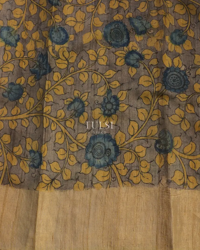 Beige Tussar Handpainted Kalamkari Saree T2268513