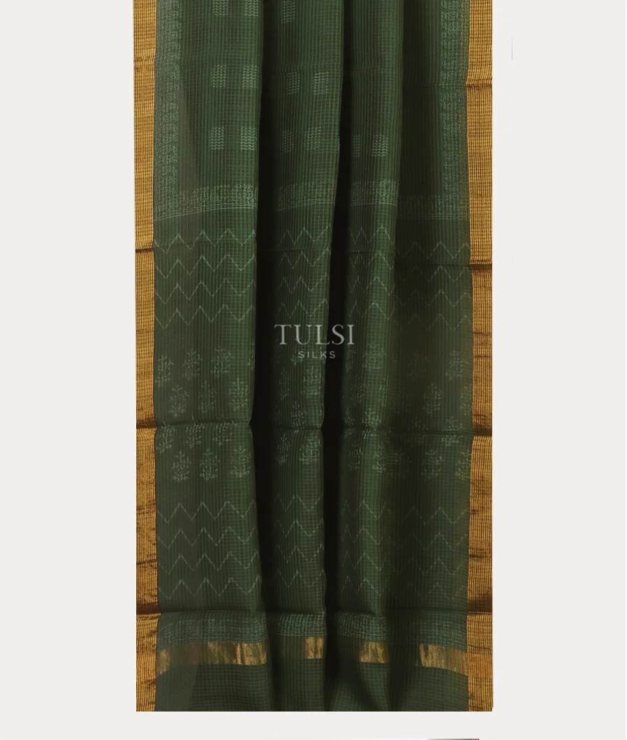 Green Soft Printed Cotton Saree T5122252