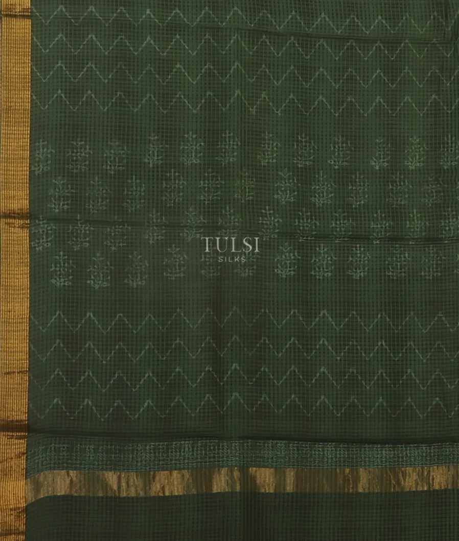 Green Soft Printed Cotton Saree T5122254
