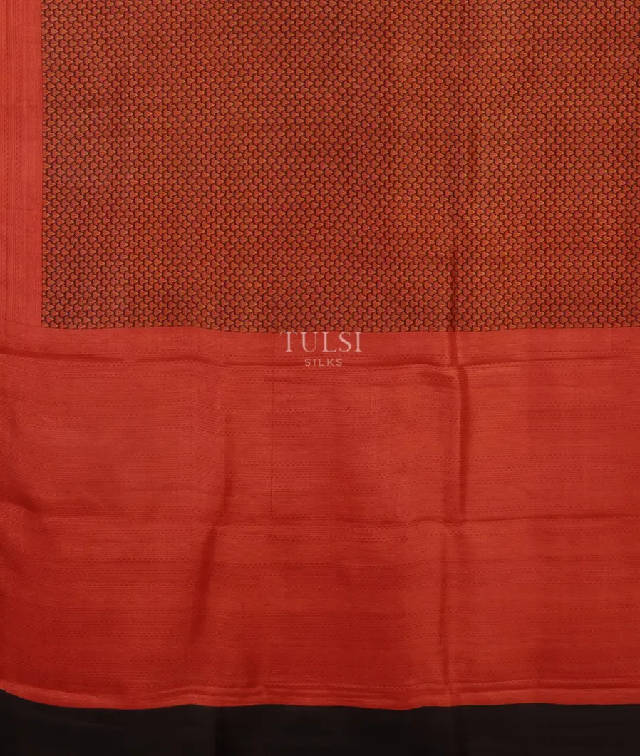 Black Printed Silk Saree T3831564