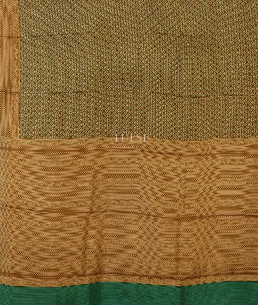 Green Printed Silk Saree T4614234