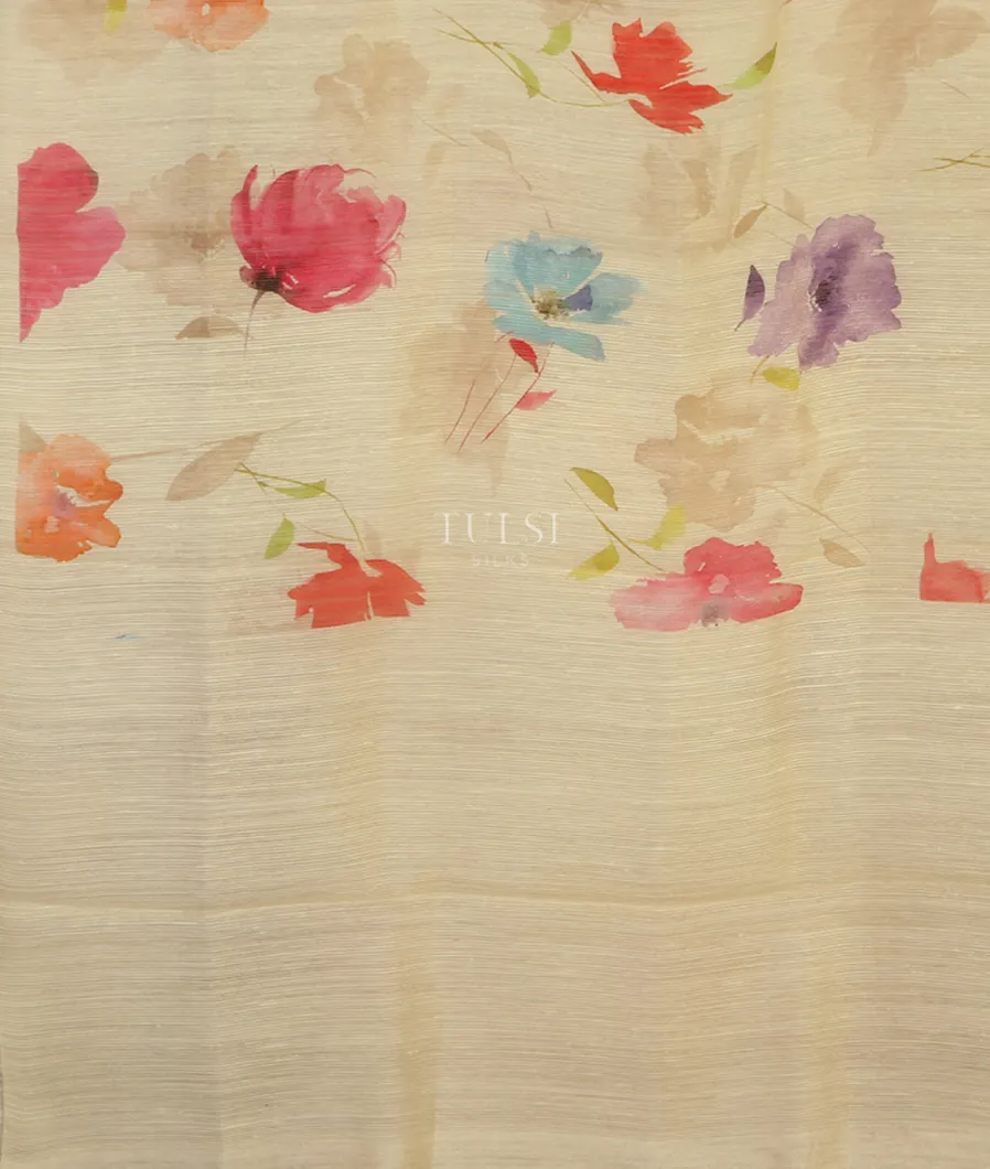 Cream Tussar Organza Printed Saree T5120544