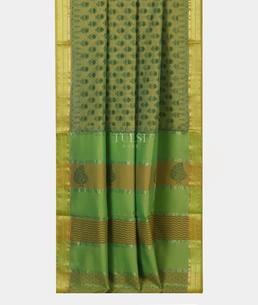 Green Maheshwari Printed Cotton Saree T5104582