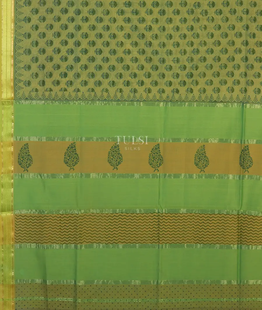 Green Maheshwari Printed Cotton Saree T5104584