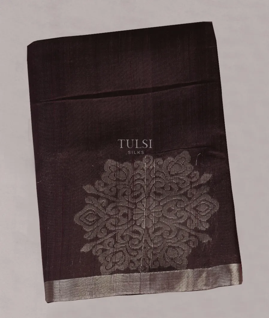 Deep Brown Woven Raw Silk Saree T520154-image