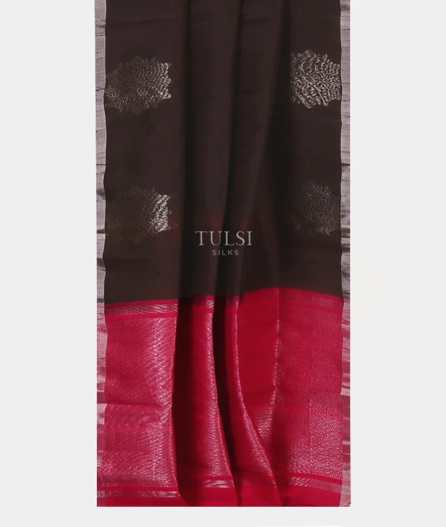 Deep Brown Woven Raw Silk Saree T5201542