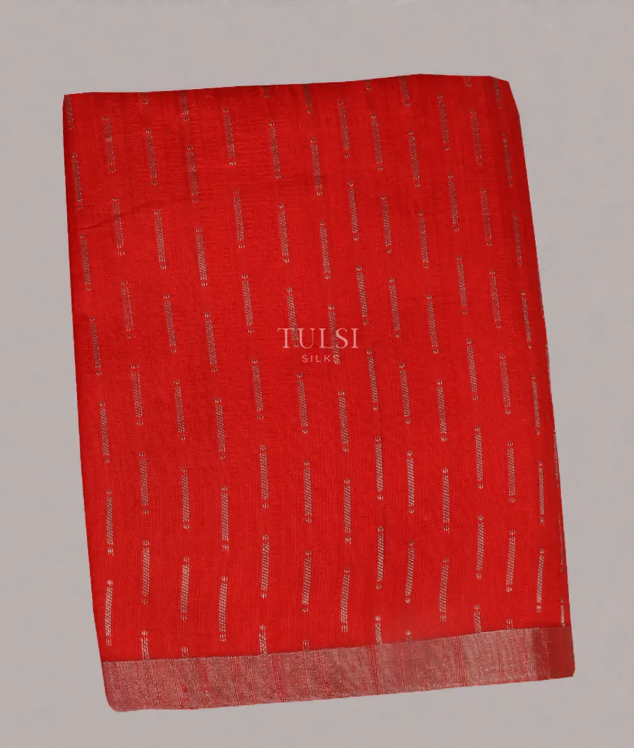 Red Woven Raw Silk Saree T514726-image