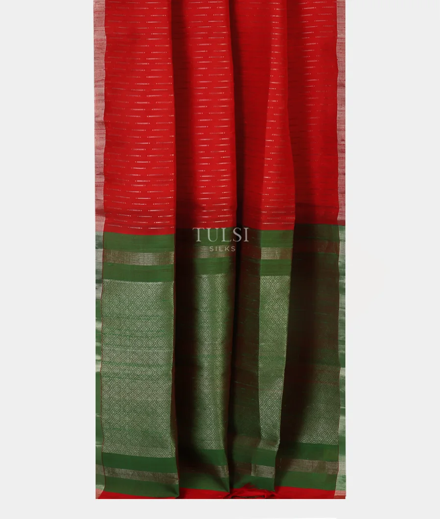 Red Woven Raw Silk Saree T5147262