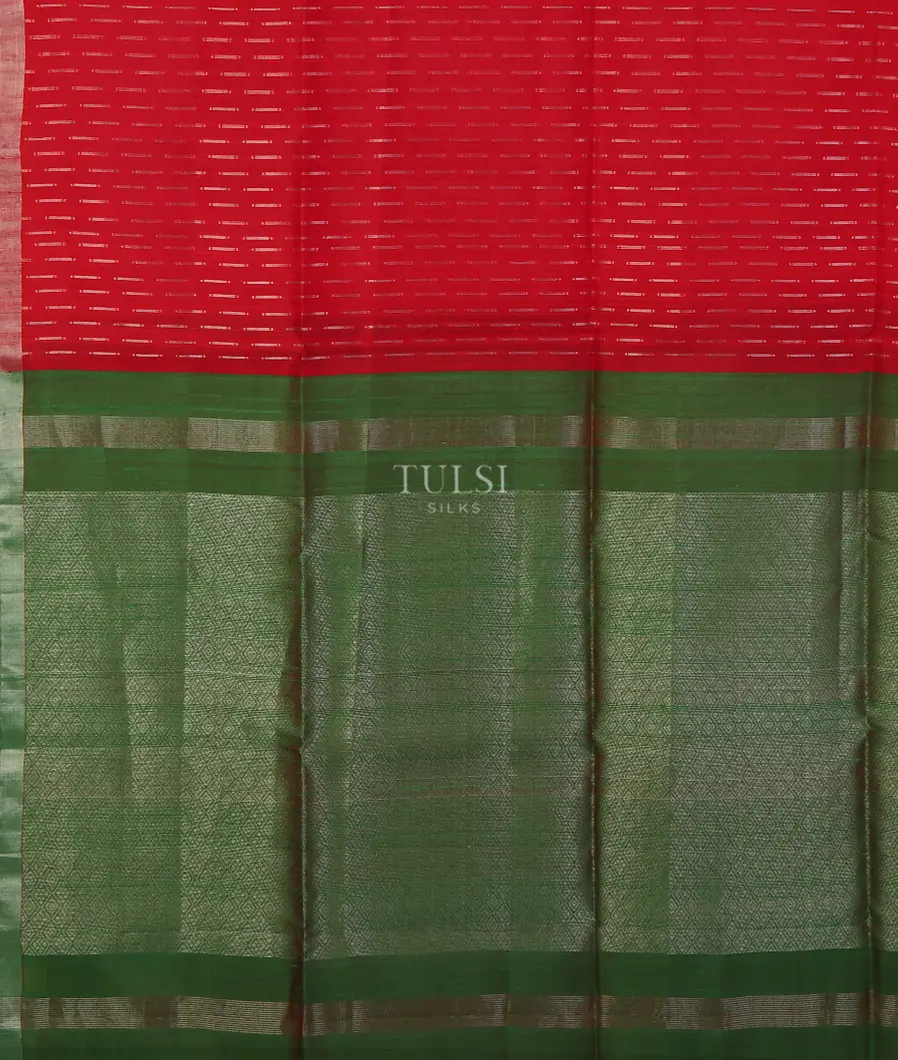 Red Woven Raw Silk Saree T5147264