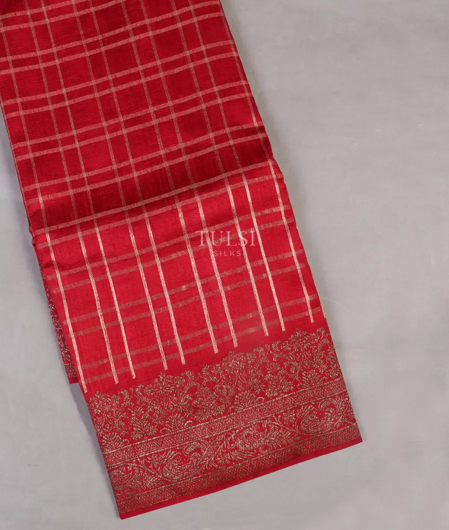 Red Banaras Tussar Saree T522045-image