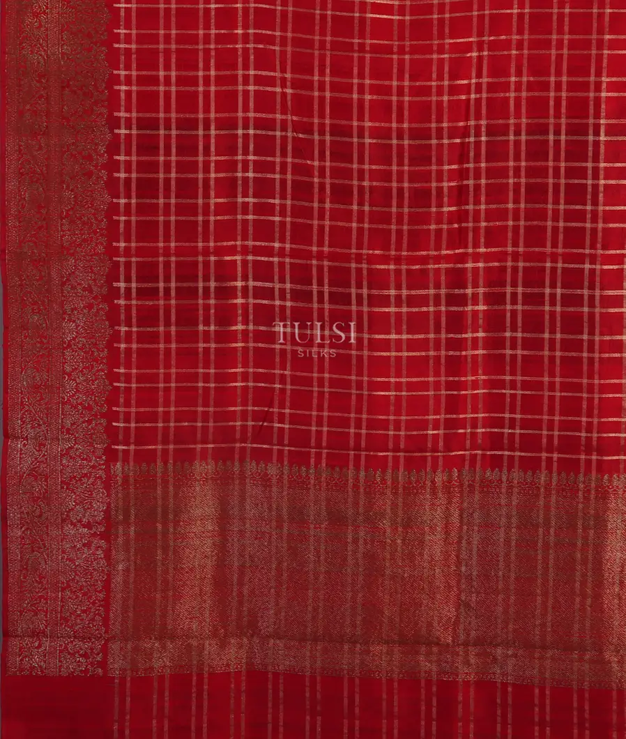Red Banaras Tussar Saree T5220454