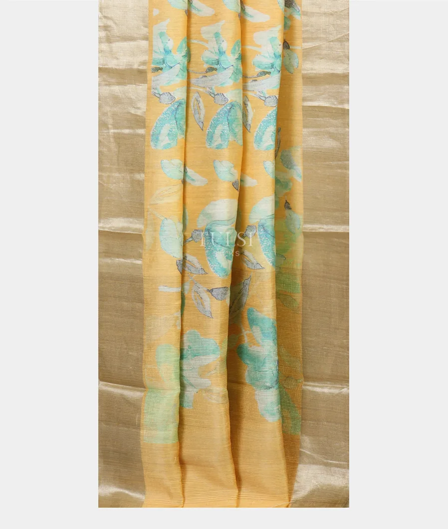 Yellow Tussar Printed Saree T5217532