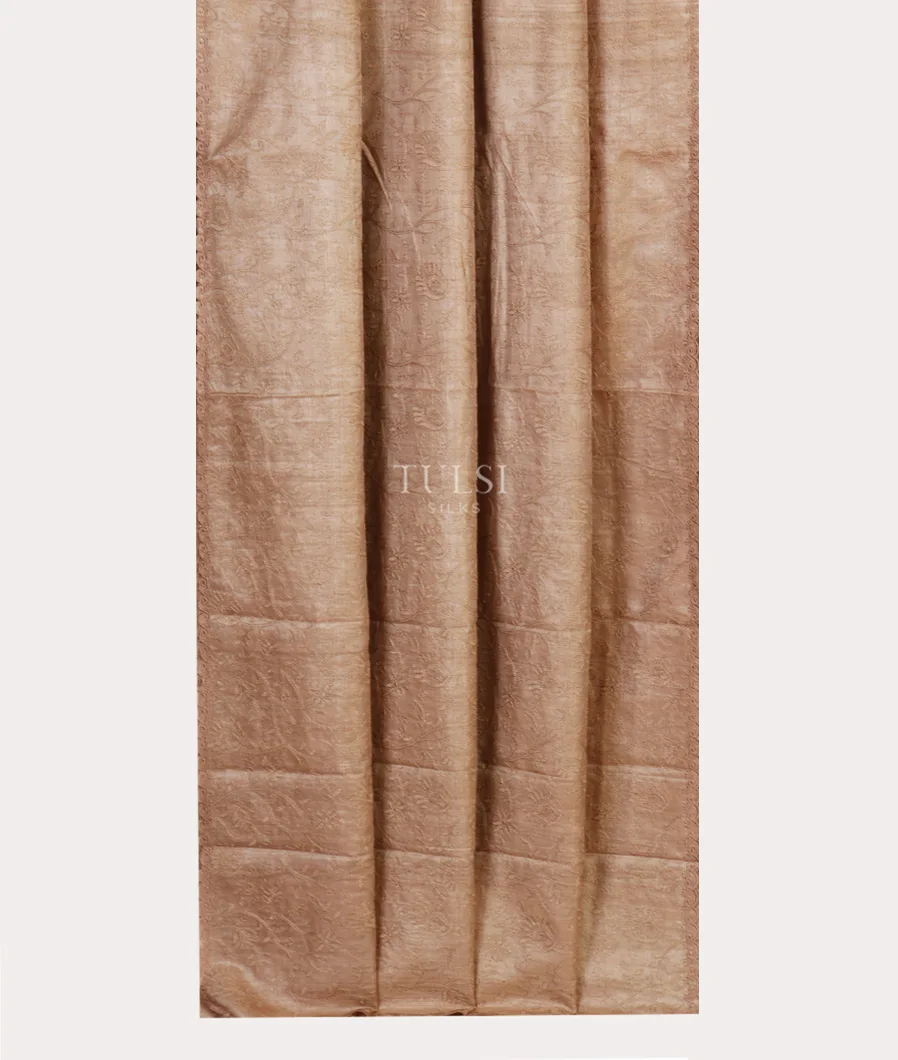 Beige Tussar Embroidery Saree T5218682