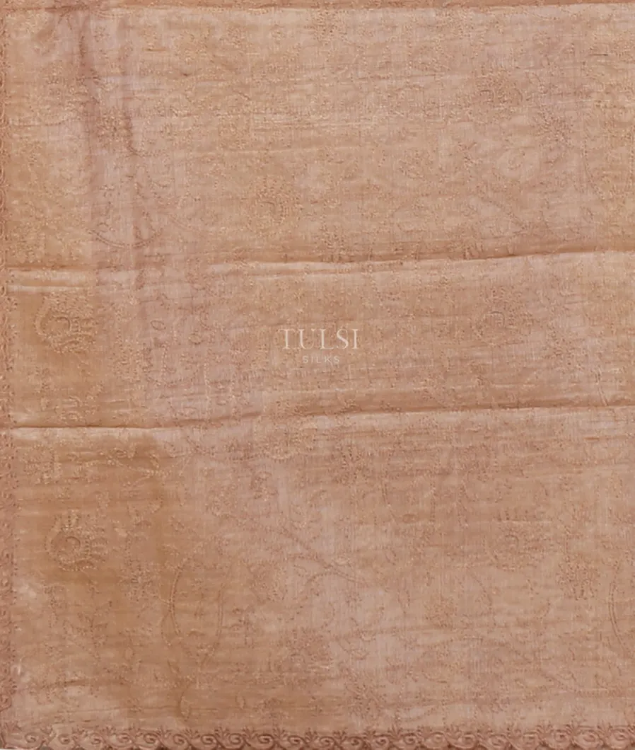 Beige Tussar Embroidery Saree T5218684