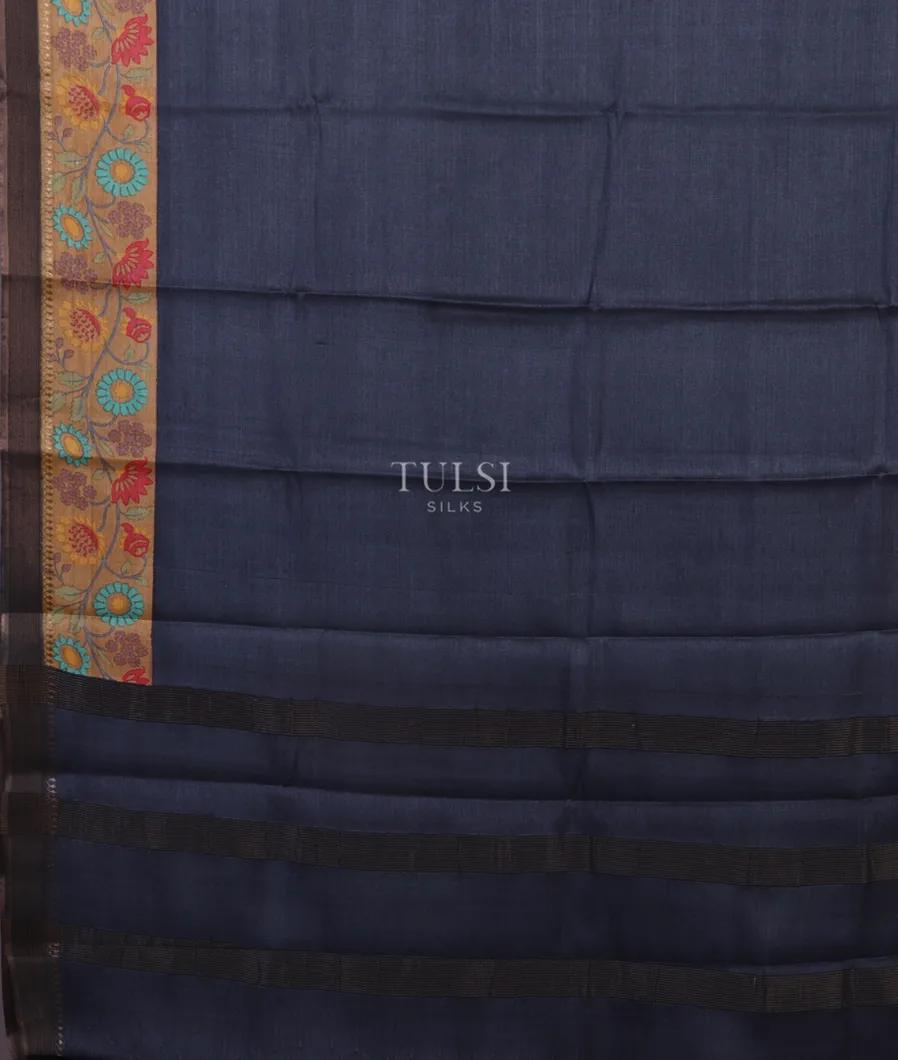 Blue Tussar Printed Saree T5171834