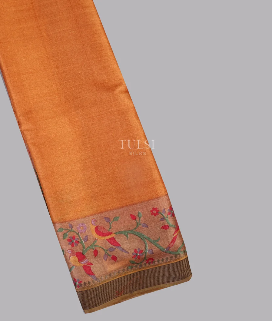 Mustard Yellow Tussar Printed Saree T517191-image