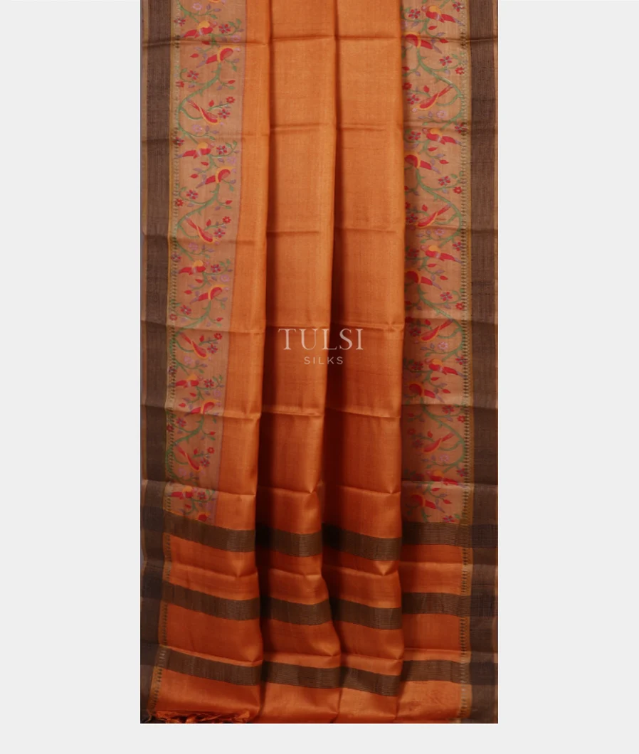 Mustard Yellow Tussar Printed Saree T5171912