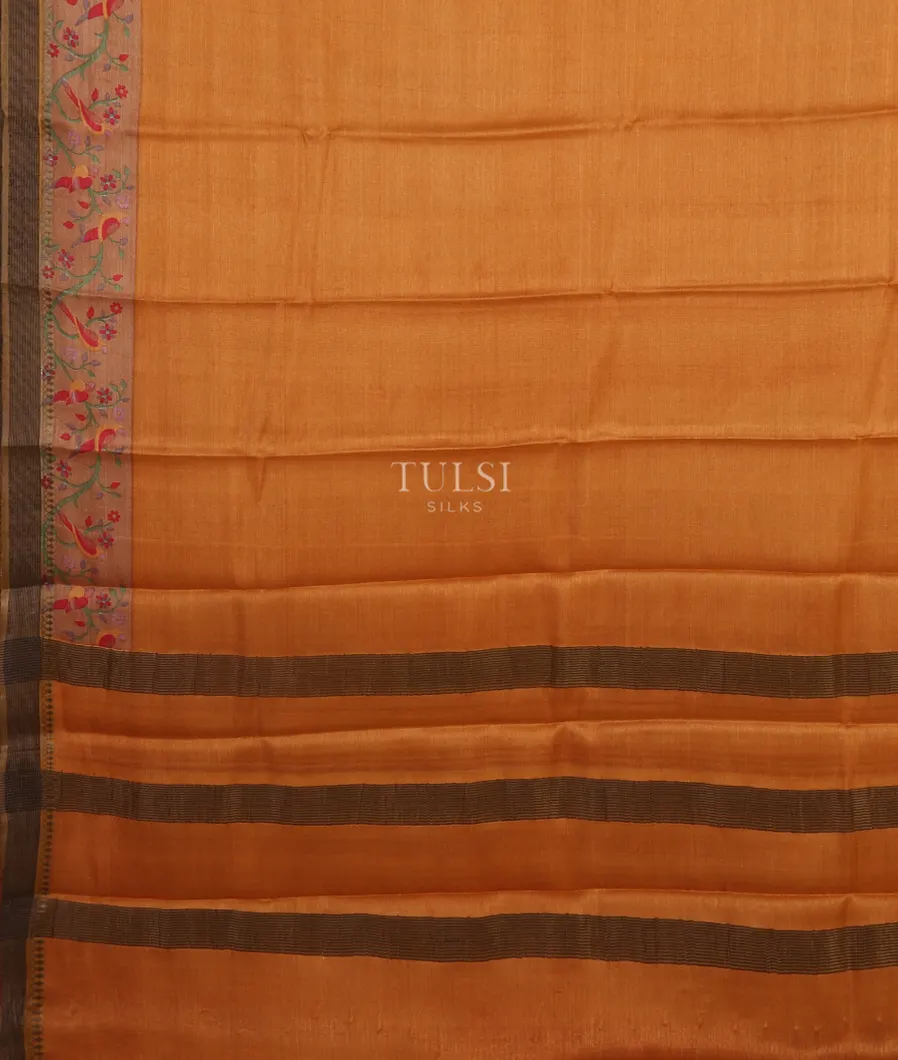 Mustard Yellow Tussar Printed Saree T5171914