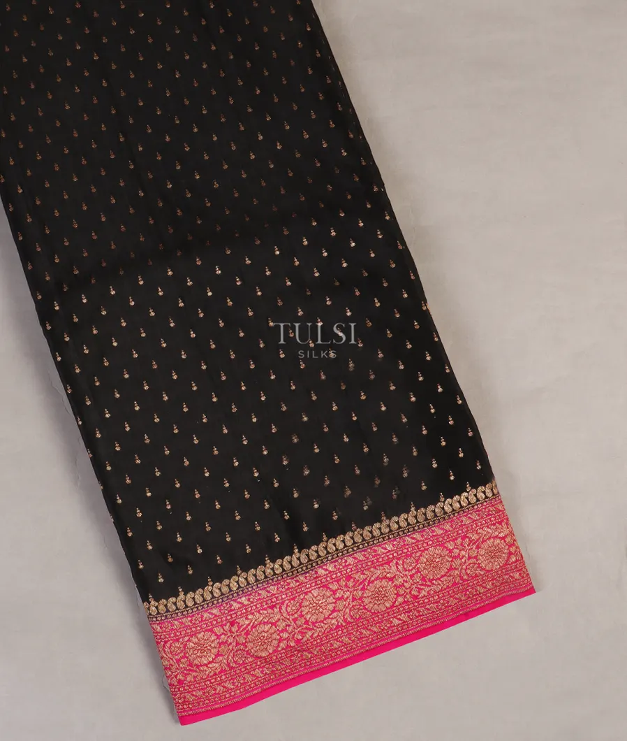 Black Banaras Crepe Silk Saree T516233-image