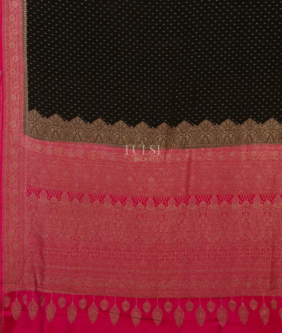 Black Banaras Crepe Silk Saree T5162334