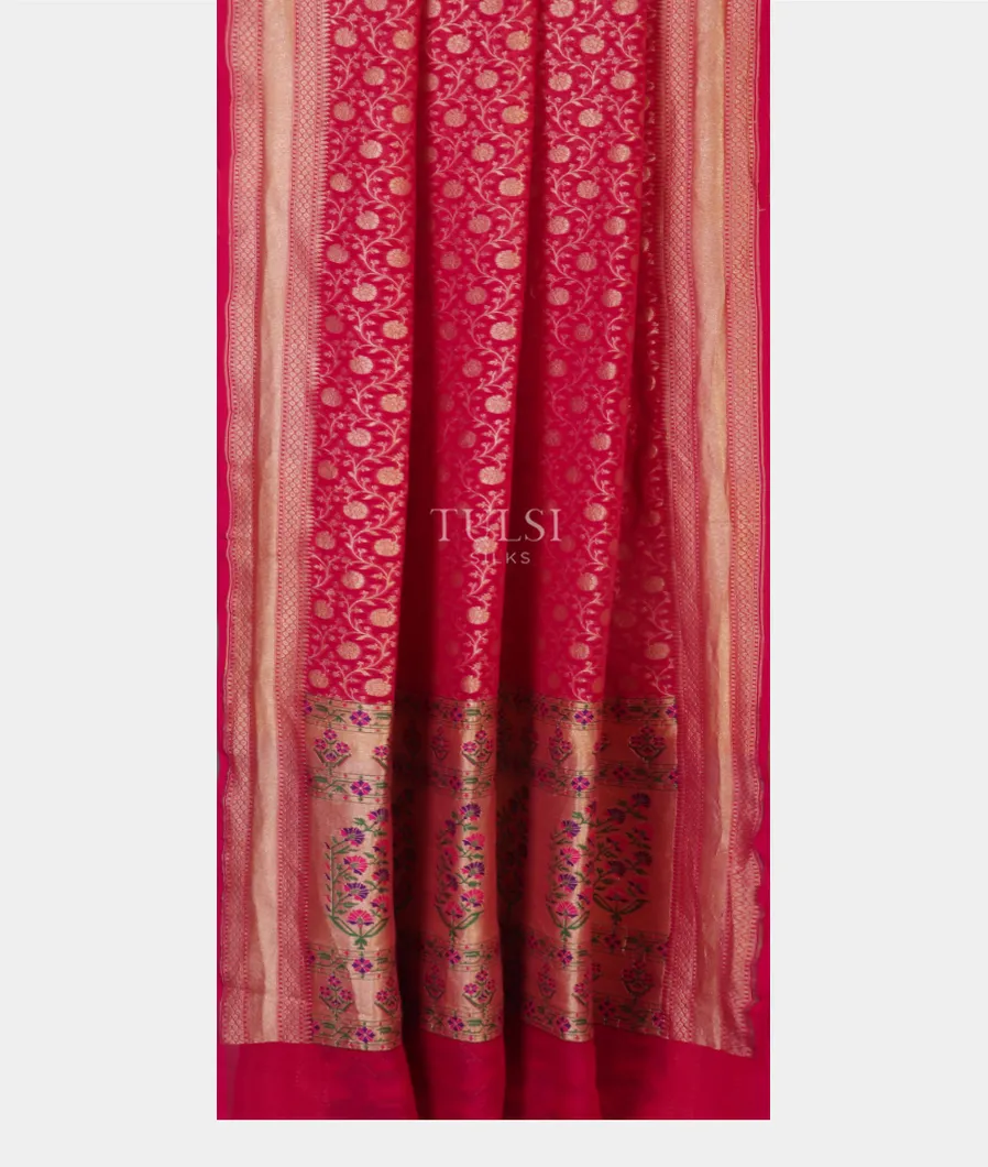 Magenta Banaras Georgette Silk Saree T5210832