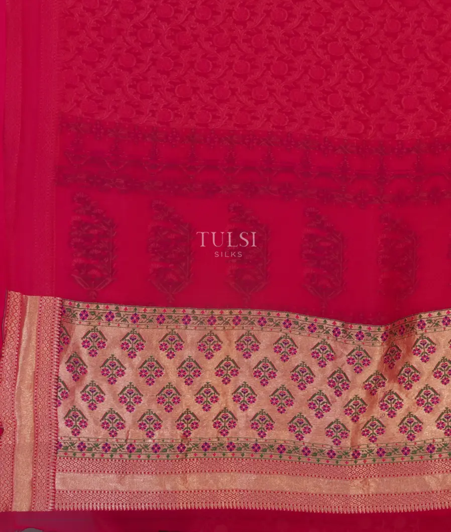 Magenta Banaras Georgette Silk Saree T5210833