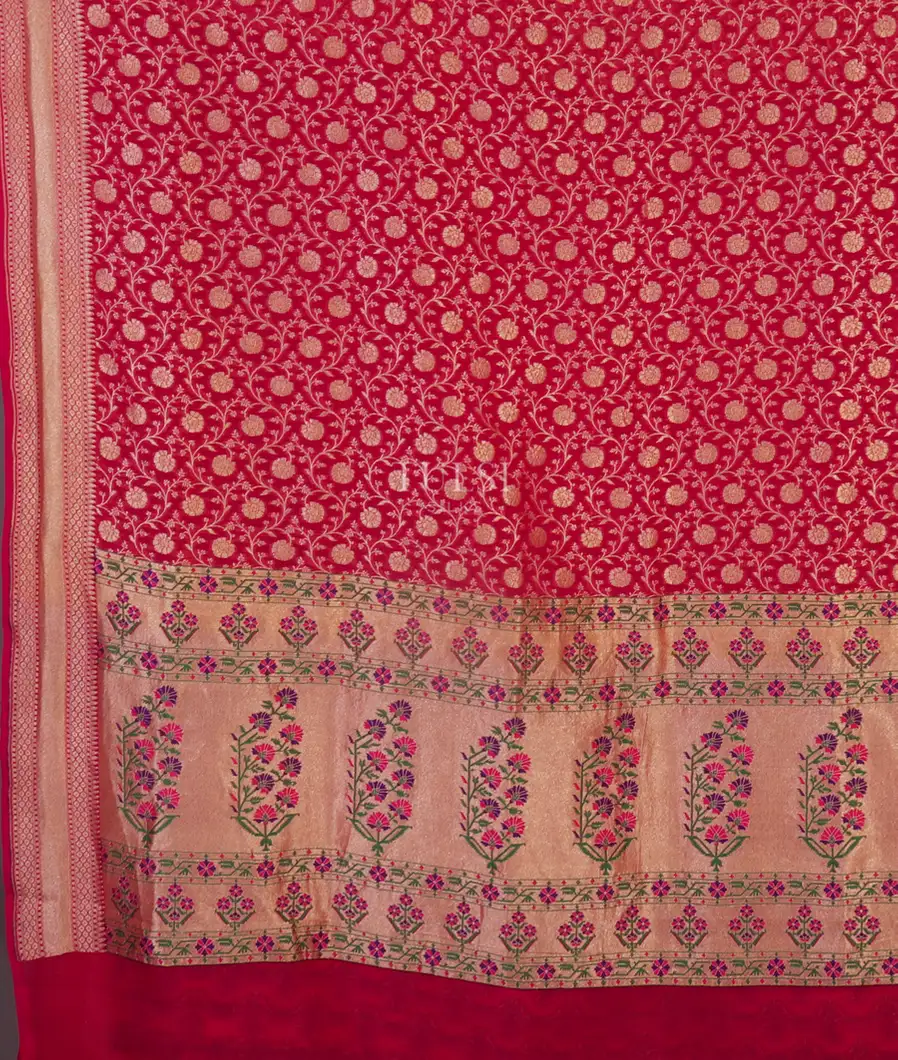 Magenta Banaras Georgette Silk Saree T5210834