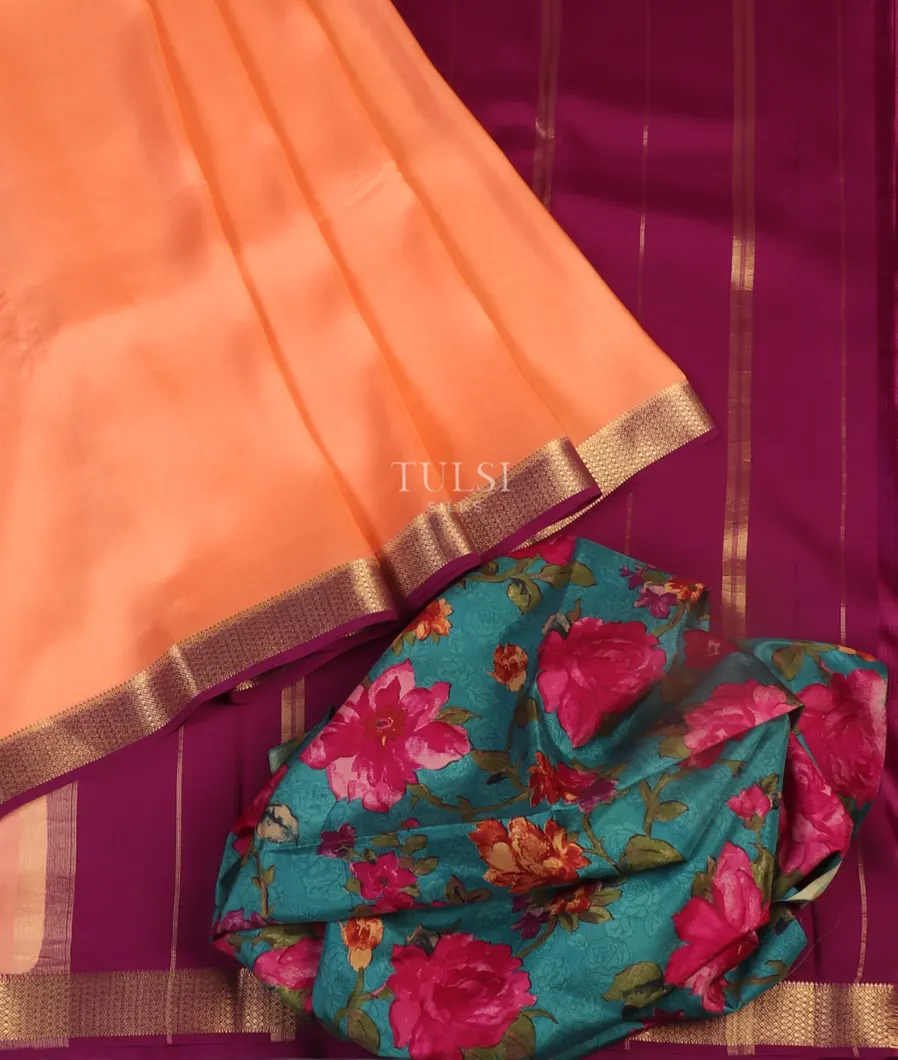 Peach Mysore Silk Saree T5002582