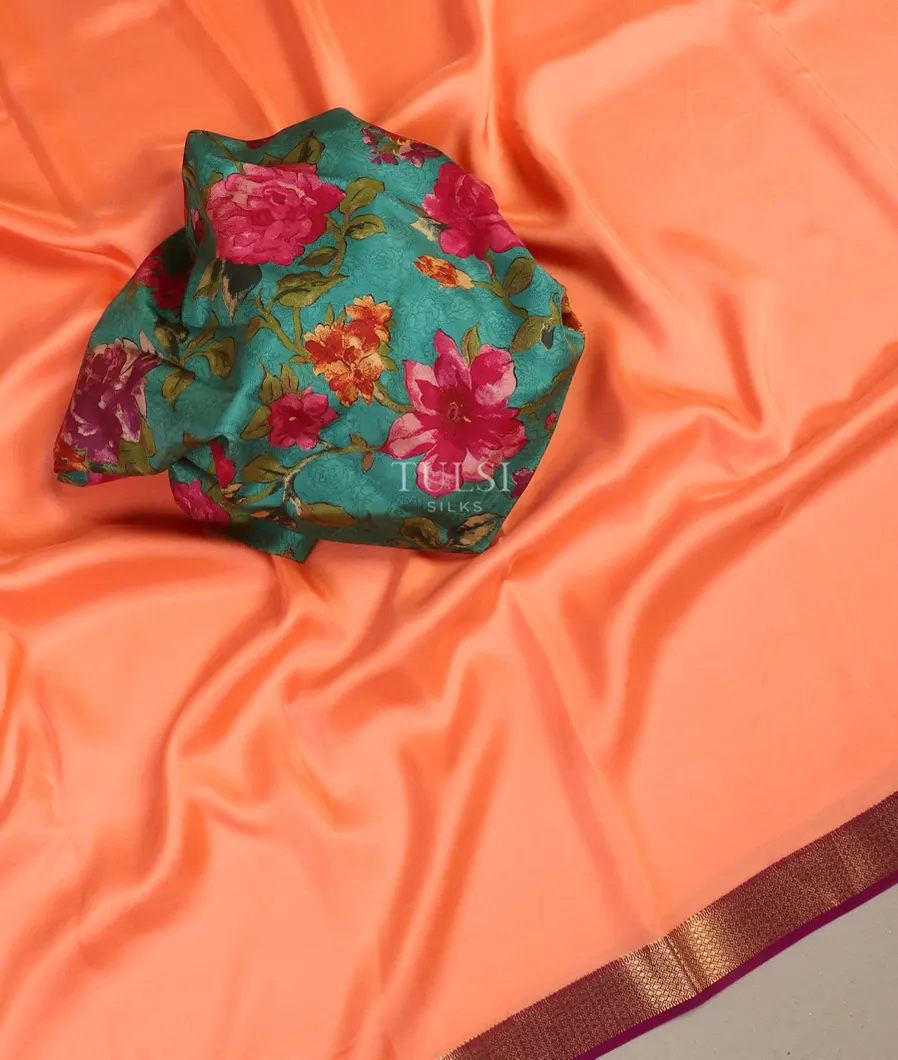 Peach Mysore Silk Saree T5002584