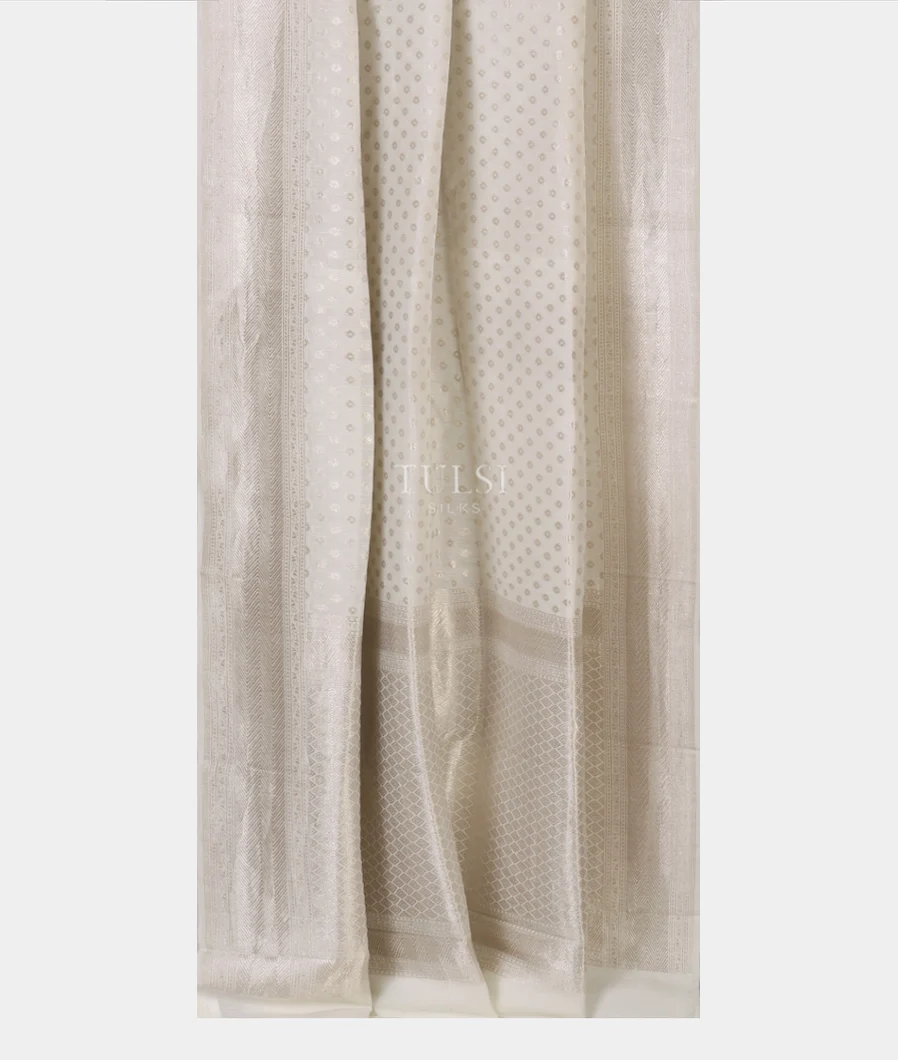 White Banaras Linen Saree T5235032