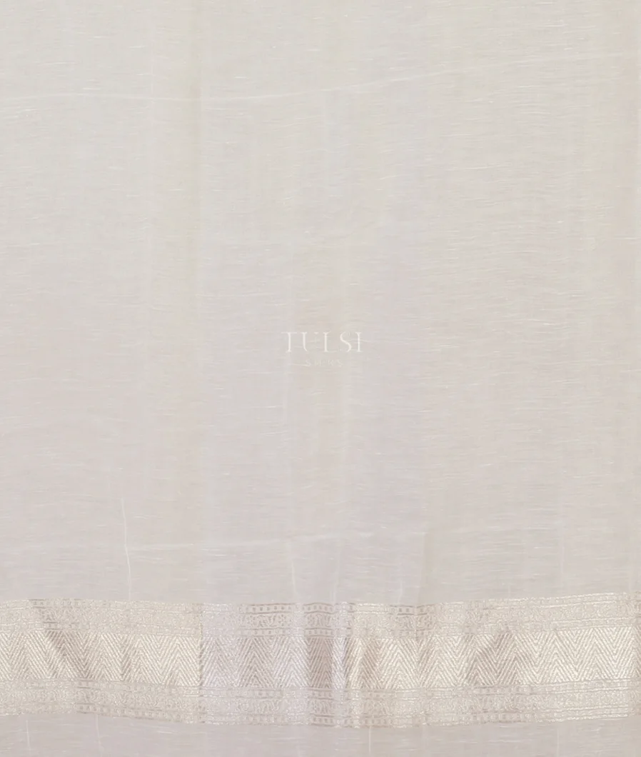 White Banaras Linen Saree T5235033