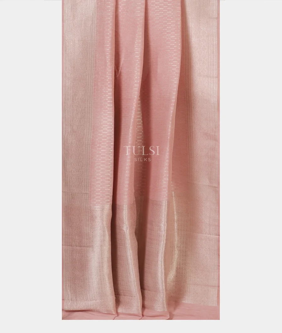 Pink Banaras Linen Saree T5235122