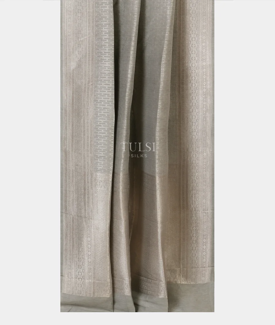 Grey Banaras Linen Saree T5235072