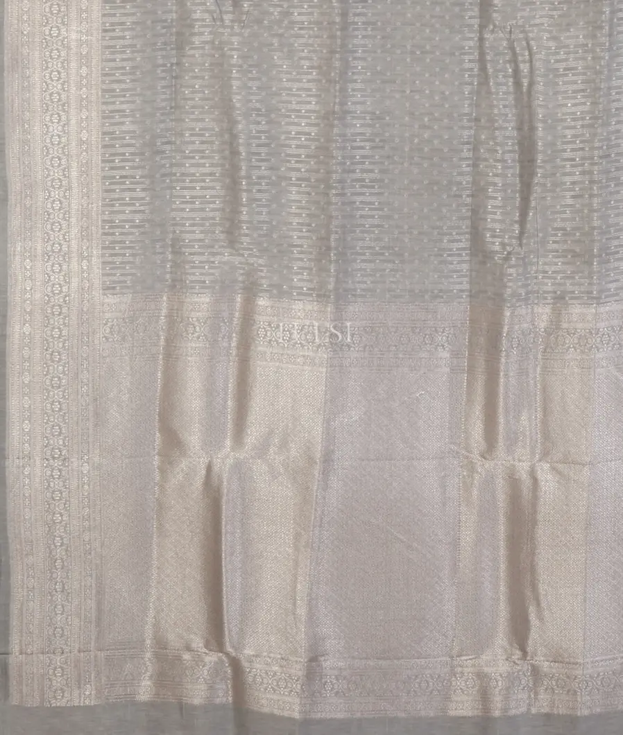 Grey Banaras Linen Saree T5235074