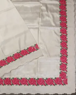 Off - White Kanjivaram Embroidery Silk Saree T5189752