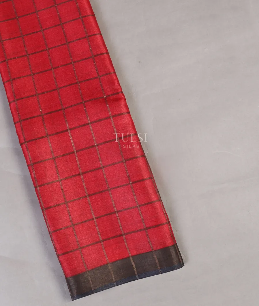 Red Woven Tussar Saree T522354-image