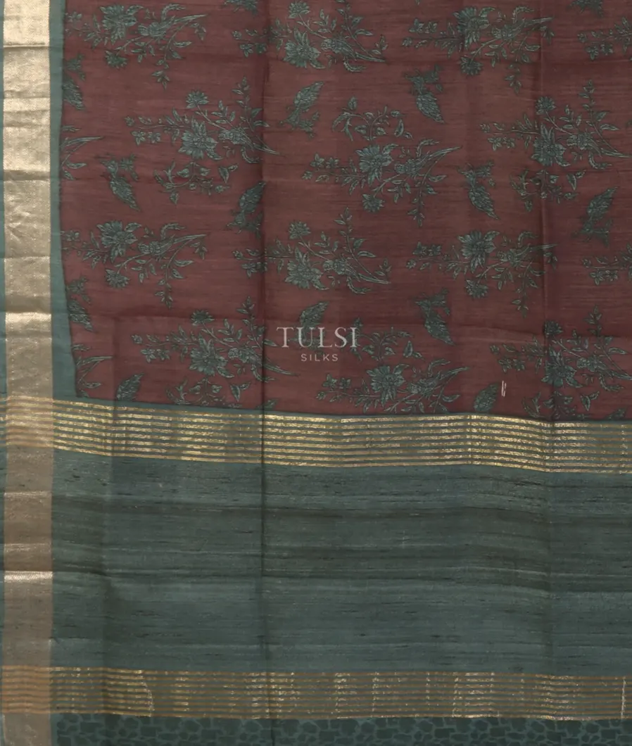 Brown Soft Tussar Printed Saree T5191464