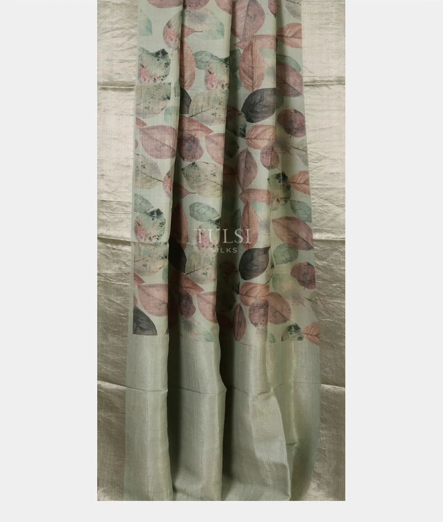 Green Tussar Printed Saree T5119092