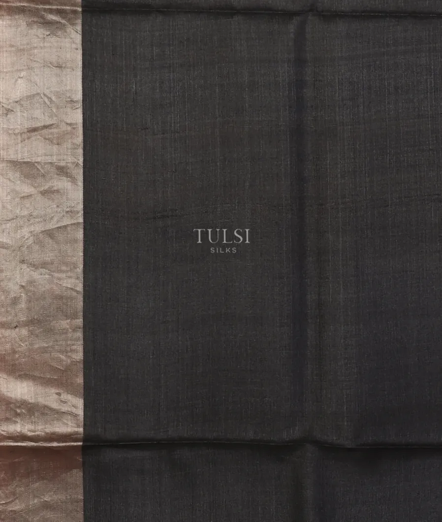 Black And White Tussar Printed Saree T5119323