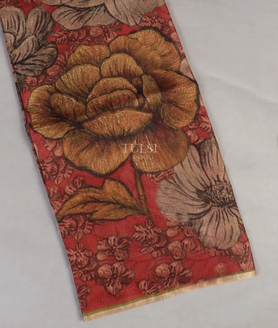 Red Tussar Kota Saree T521930-image