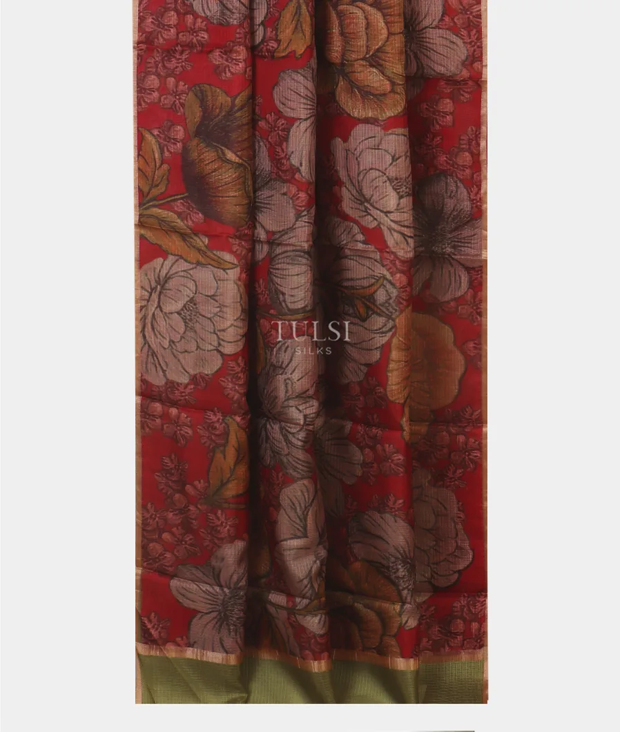 Red Tussar Kota Saree T5219302