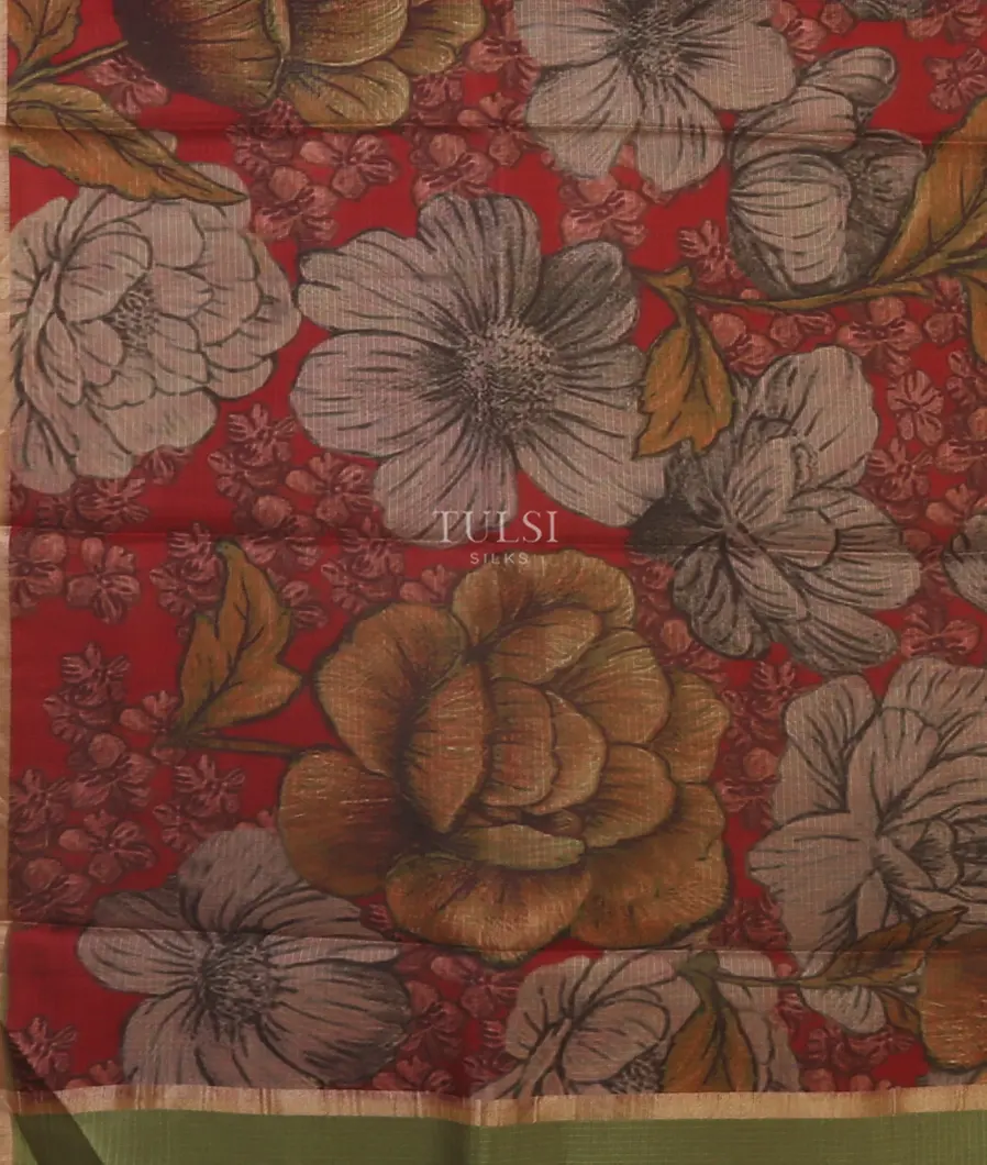 Red Tussar Kota Saree T5219304