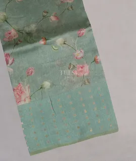Green Tissue Organza Printed Saree T5069601
