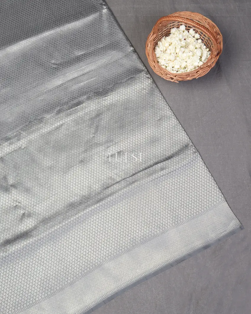 Grey Banaras Silk Saree T523553-image