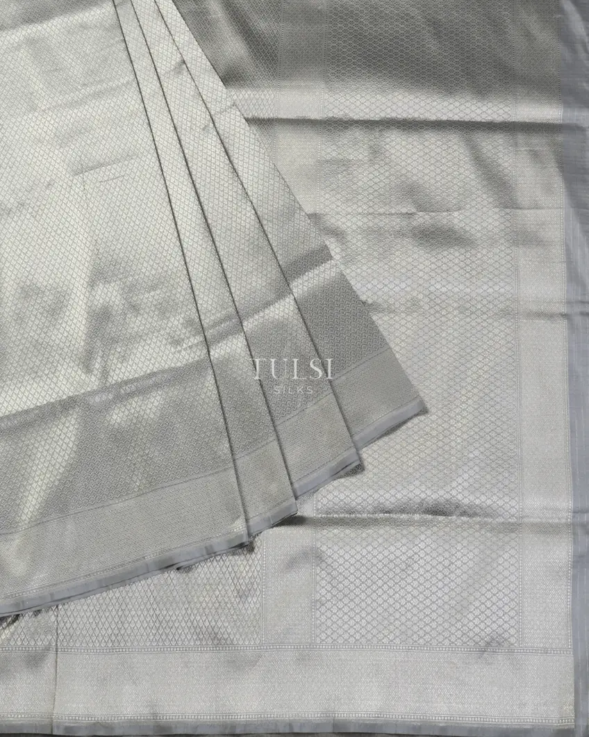 Grey Banaras Silk Saree T5235532